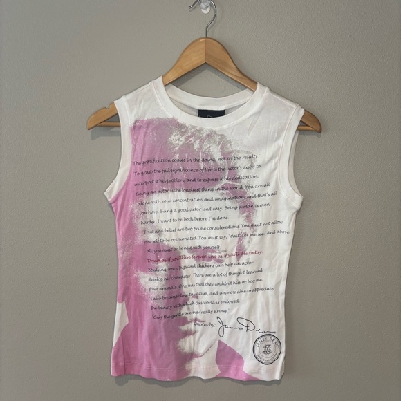 JAMES DEAN‎ 50th Anniversary White & Pink Sleeveless Shirt Y2K 2004 NWT Small - Picture 1 of 12